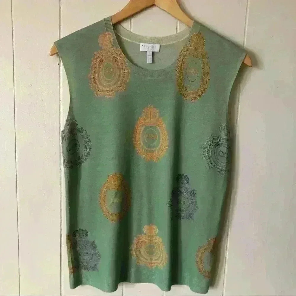 Escada sport Women’s Lightweight Wool Printed Vest Size S - Picture 1 of 5